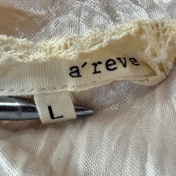 A’reve Anthropologie Women's Layered Dress SZ L Beige Boho Fairy Tunic Flowy Fun - Picture 6 of 10